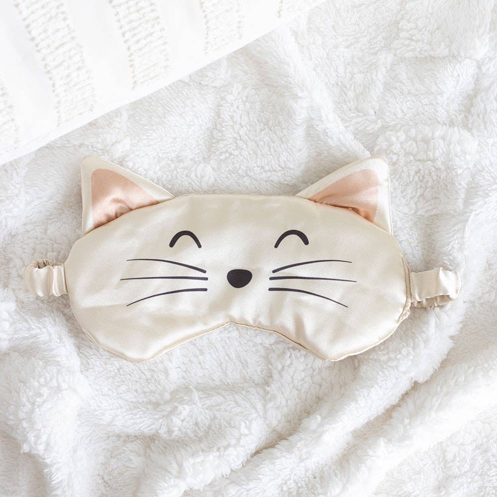 WONDER IMPORTS AUSTRALIA - White Cat Face Satin Eye Mask