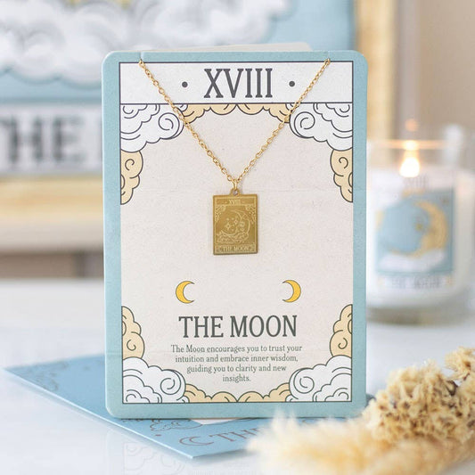 Greeting Card - The Moon Vintage Tarot Necklace
