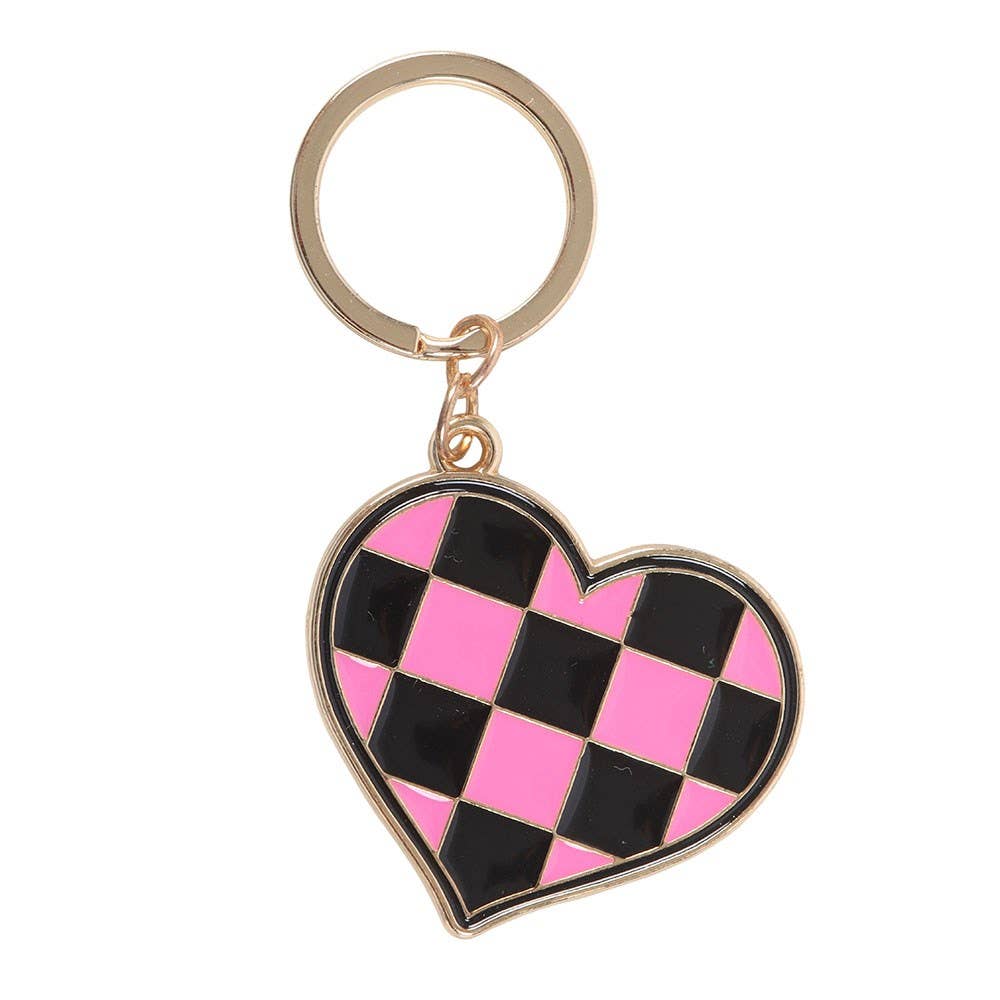 WONDER IMPORTS AUSTRALIA - Checkerboard Heart Alloy and Enamel Keyring