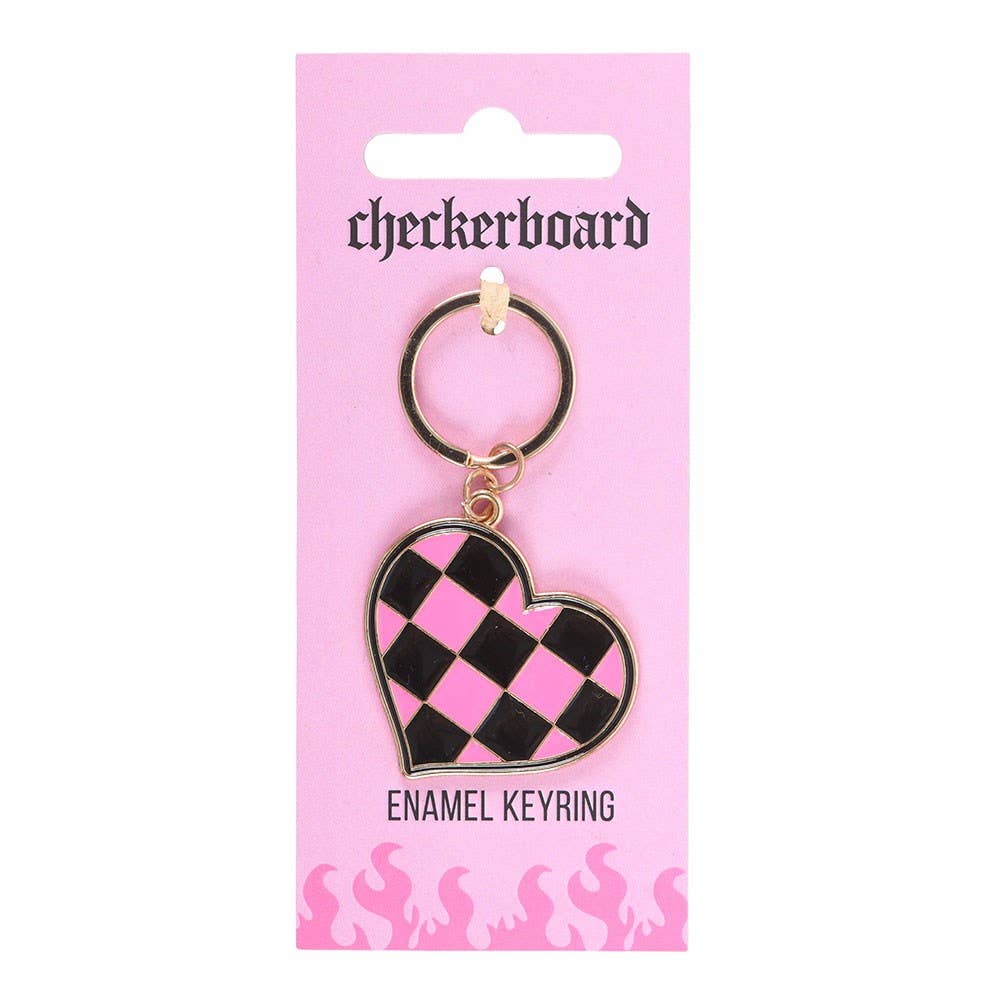 WONDER IMPORTS AUSTRALIA - Checkerboard Heart Alloy and Enamel Keyring
