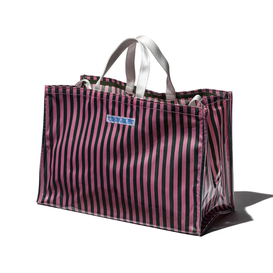 PUEBCO Australia - Covered School Tie Fabric Market Bag, Dark Green/Pink