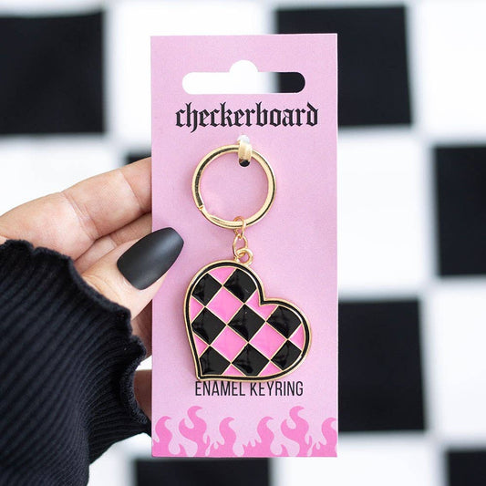 WONDER IMPORTS AUSTRALIA - Checkerboard Heart Alloy and Enamel Keyring
