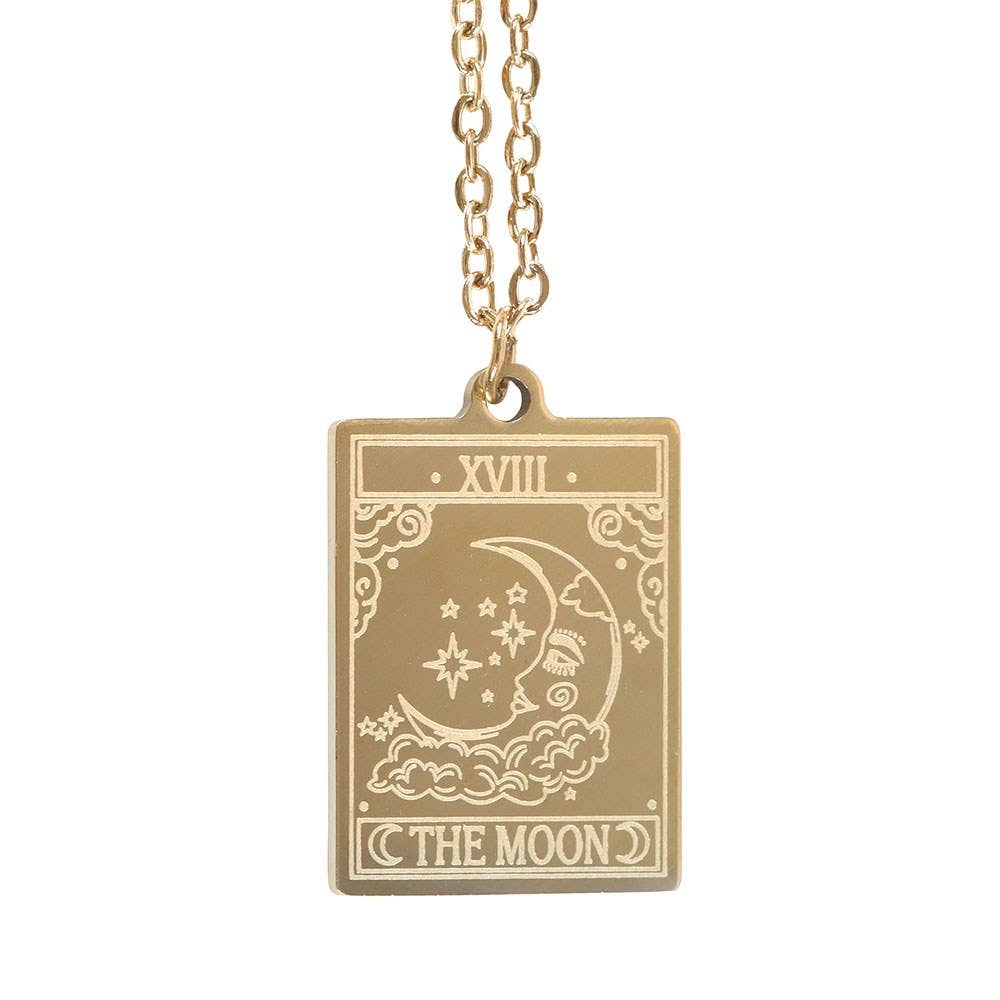 Greeting Card - The Moon Vintage Tarot Necklace
