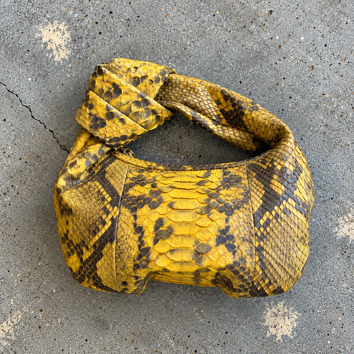 PYTHON KNOT BAG, Golden Yellow