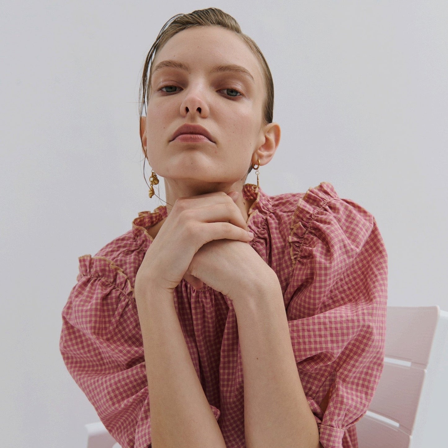 MAEVARII - Flamingo Gingham Bow Top