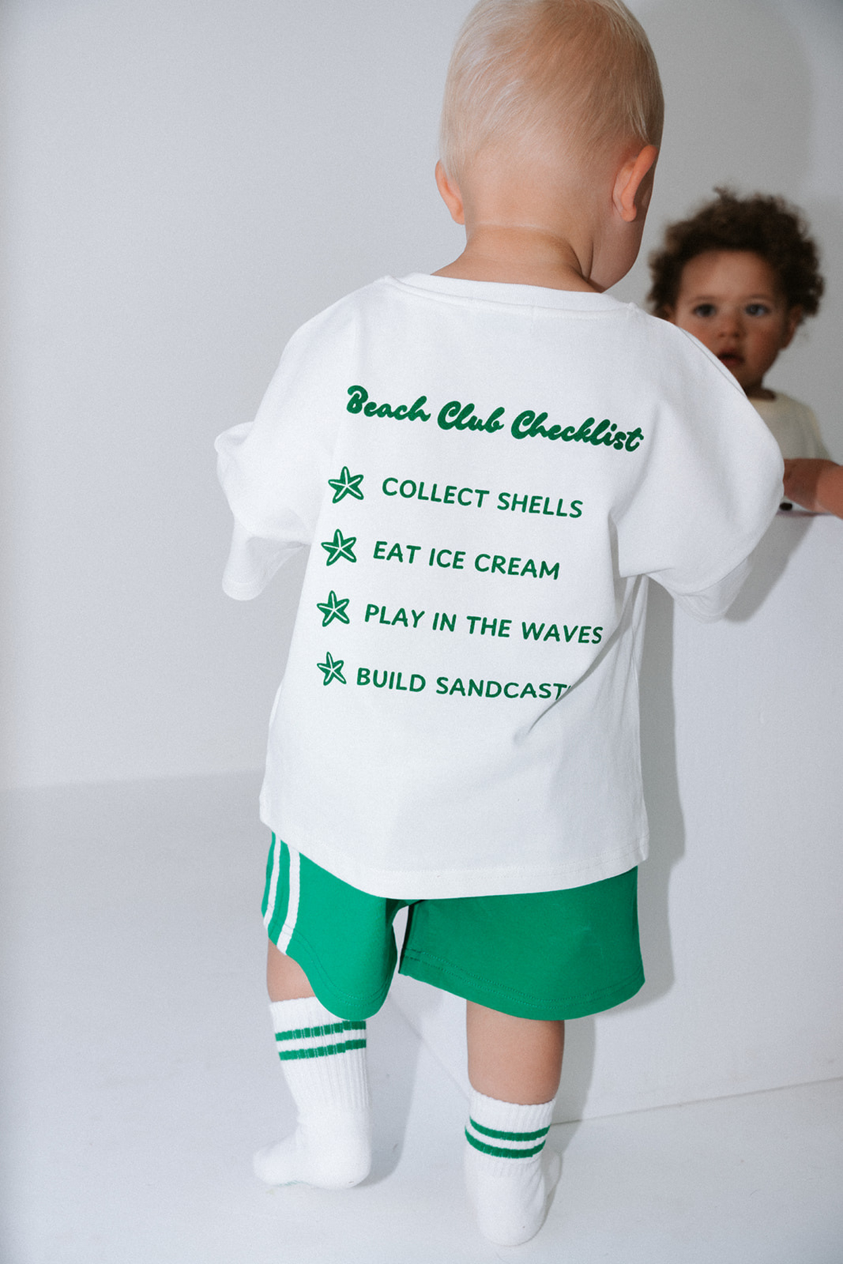 KIYOMII BABY - Stripe Racer Short, Green/White