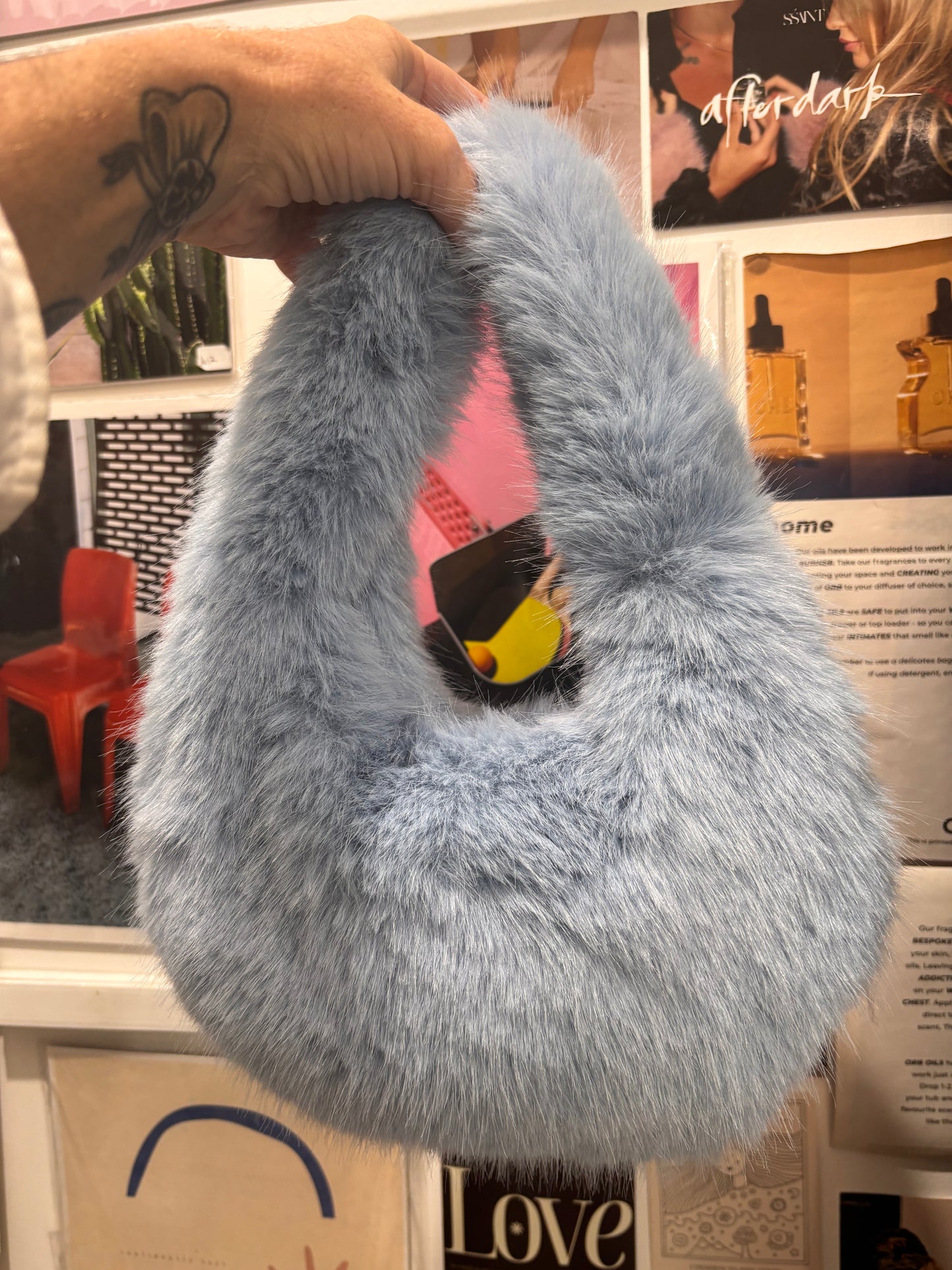 Sensory 21 - Flossie Faux Fur Bag, Powder Blue