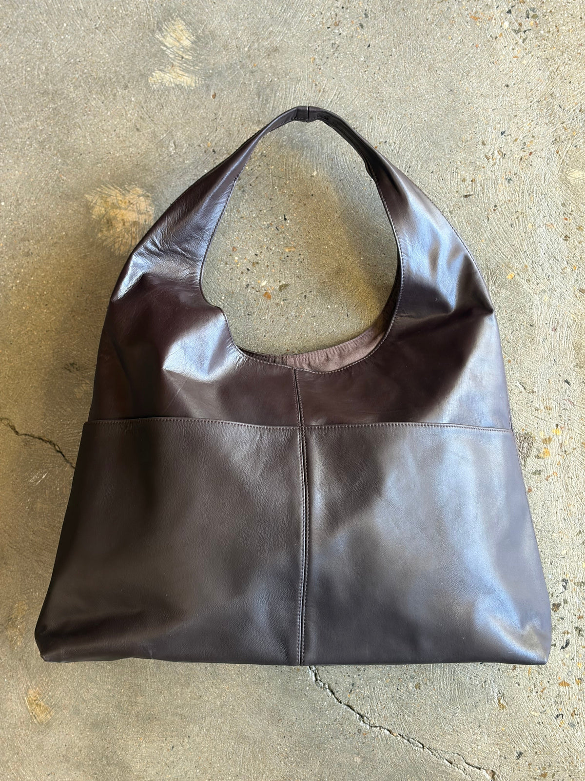 FLAME Hobo Bag, Chocolate + Turquoise LRG