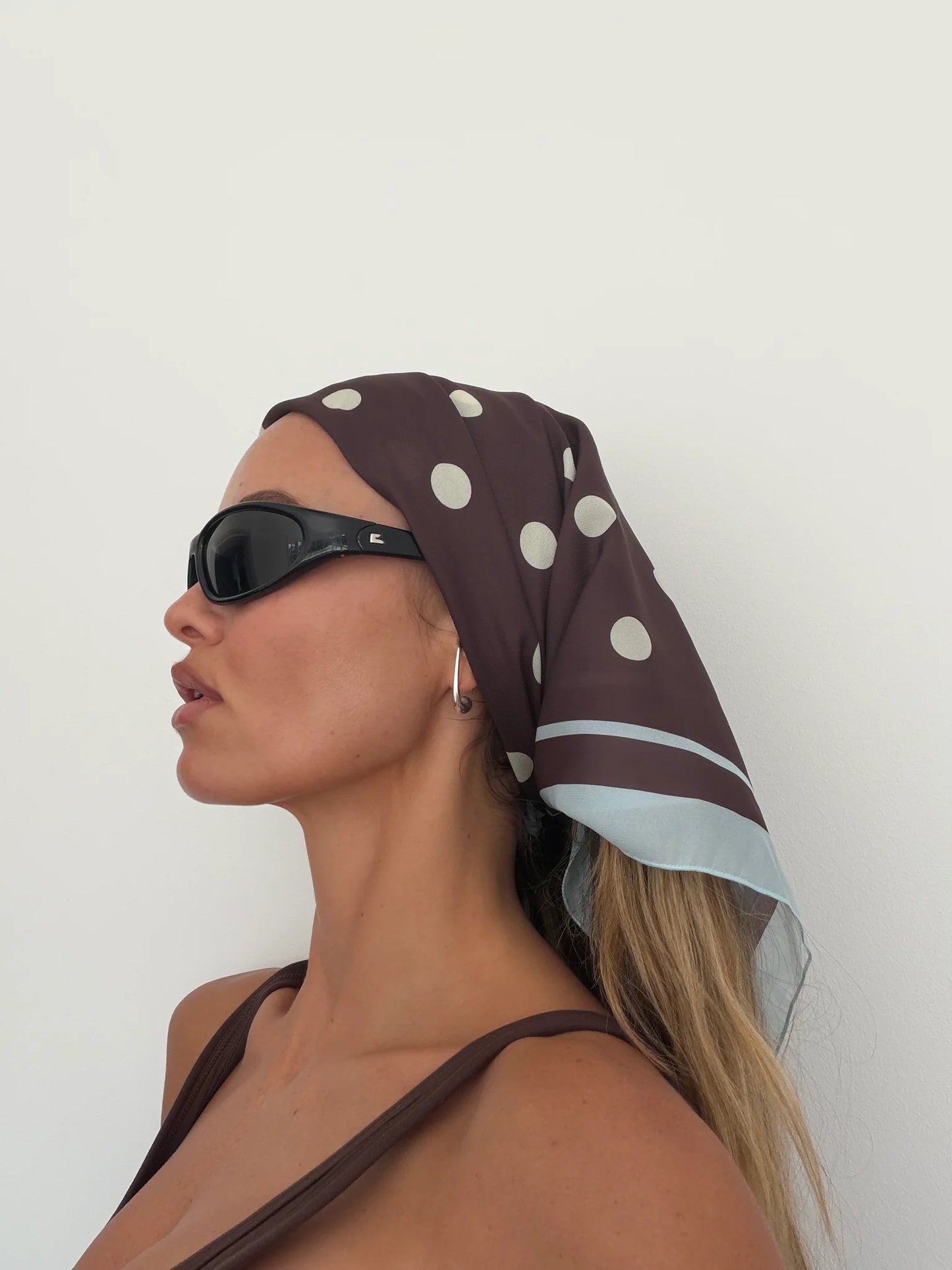 SSAINT - Polka Dot Head Scarf, Brown/Blue
