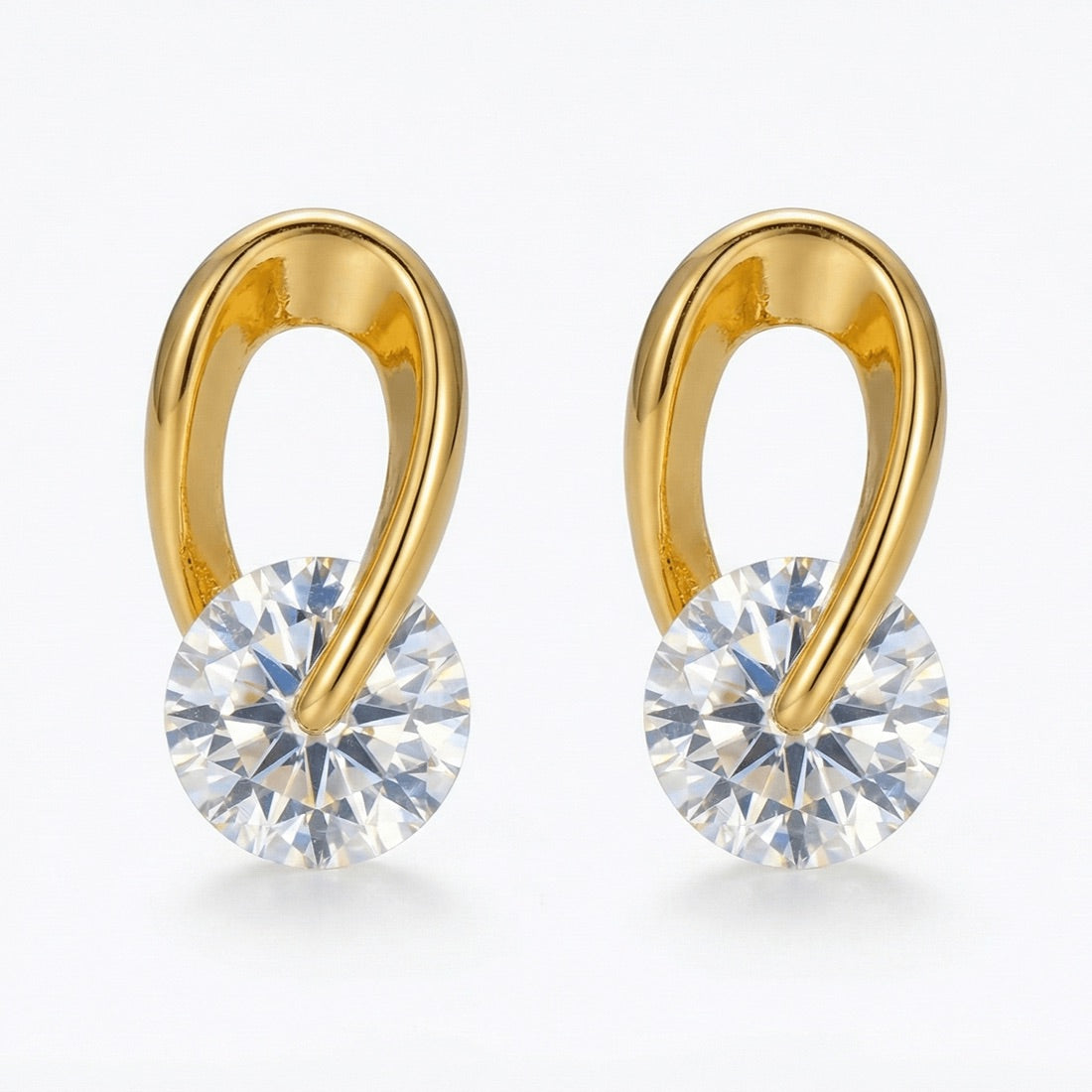 SWEEKU - Minimalist CZ Pave Huggie, GOLD