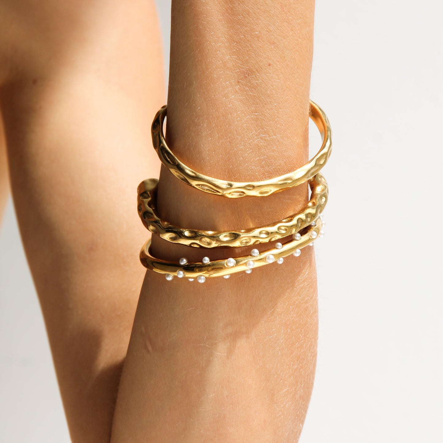 Tegan Rae - GOLD BLAIR TEXTURED CUFF BRACELET