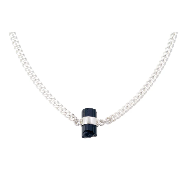 Tiger Frame - ROUGH GEM NECKLACE - BLACK TOURMALINE - SILVER