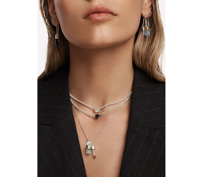 Tiger Frame - ROUGH GEM NECKLACE - BLACK TOURMALINE - SILVER