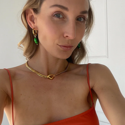 Tegan Rae - YOU ARE MINE HOLLOW HEART CHOKER CHAIN NECKLACE GOLD