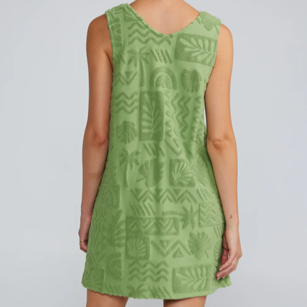 Poolside Paradiso - Mai Tai V Tunic Towelling Dress - Moss