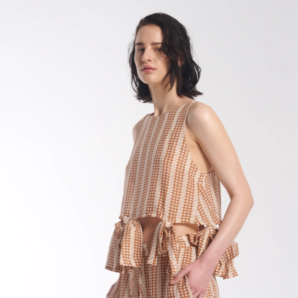 The Tales - Retro Daisy Cotton Bow Top
