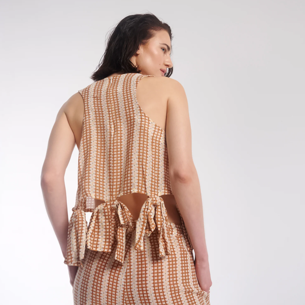 The Tales - Retro Daisy Cotton Bow Top