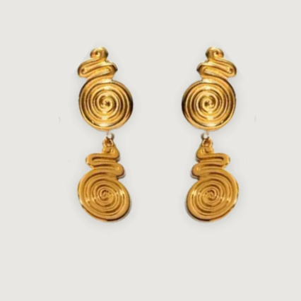 Tegan Rae - GOLDEN SPIRAL DROP STUD EARRINGS GOLD