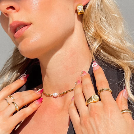 Tegan Rae - MADELINE PEARL CHAIN CHOKER NECKLACE 18k GOLD PVD