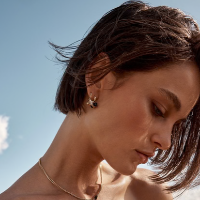 Tiger Frame - MINI ROUGH GEM - HOOP EARRINGS