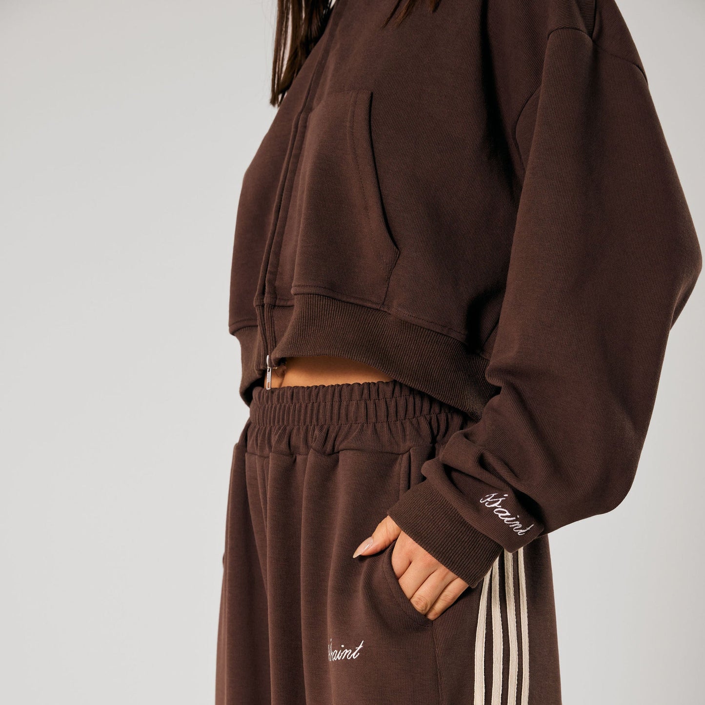 SSAINT - CROPPED HOODIE - BROWN
