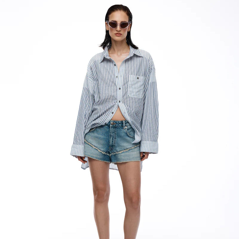 The Tales - Patchwork Stripe Oversized Shirt