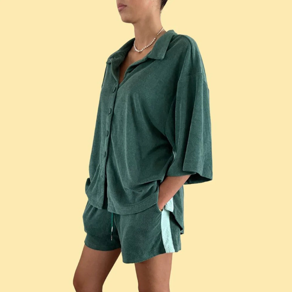 ALAKAI - Ladies Sunny Somewhere Terry Towel Shorts - Jade