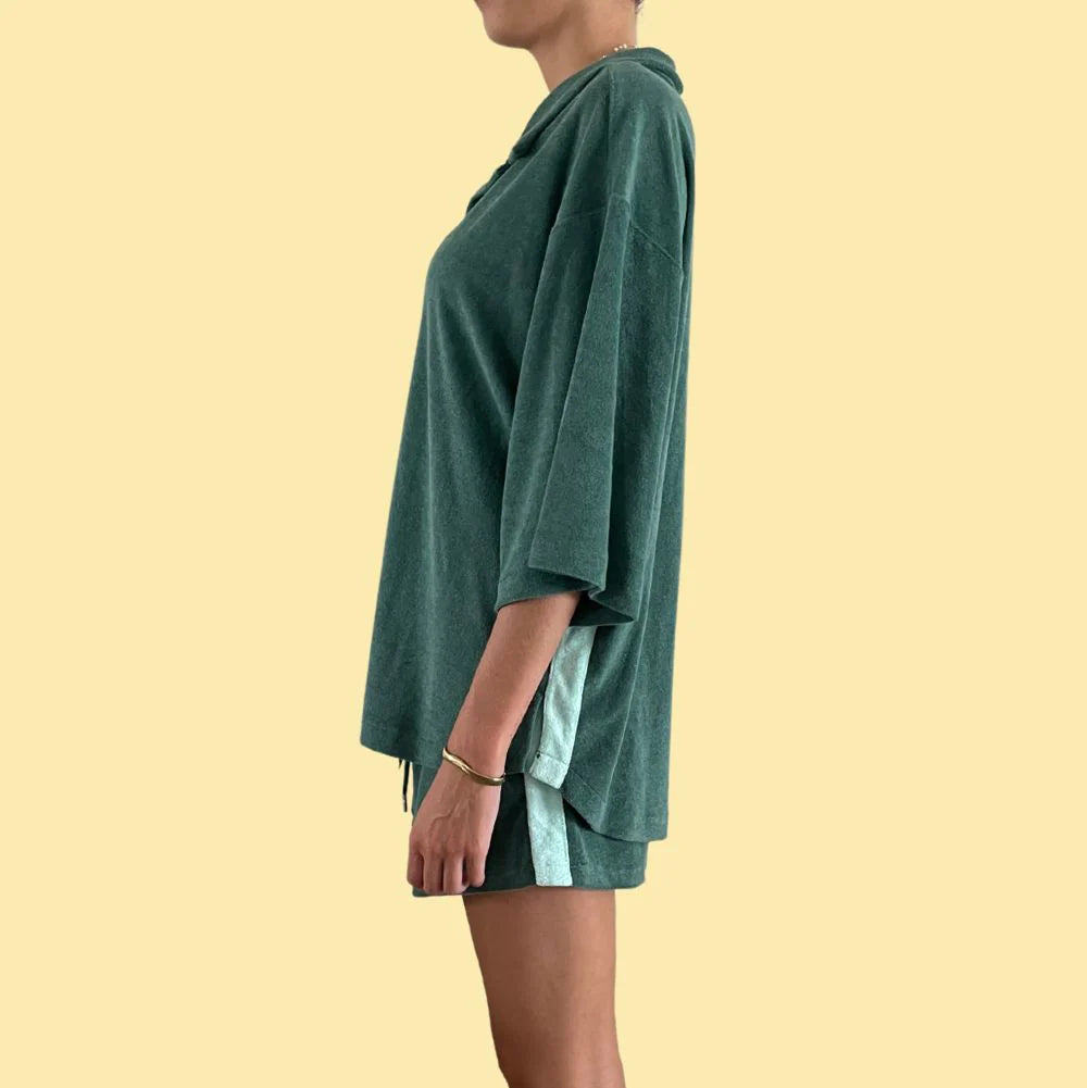 ALAKAI - Ladies Sunny Somewhere Terry Towel Shorts - Jade