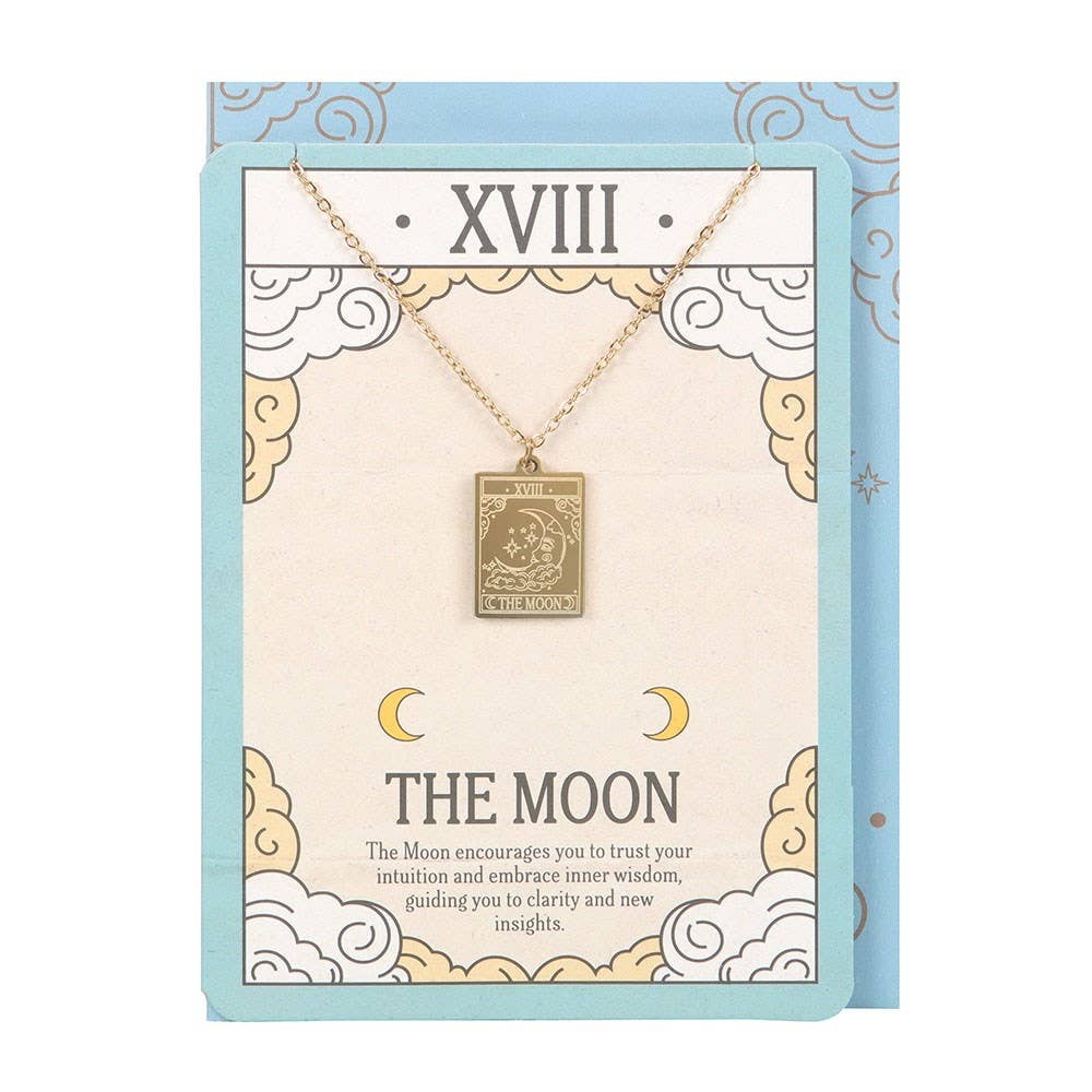 Greeting Card - The Moon Vintage Tarot Necklace