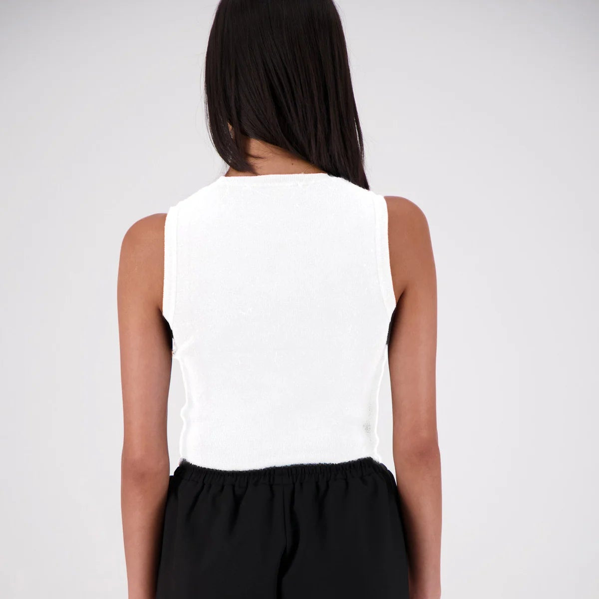Jasmine Alexa - Barcelona Cropped Crew Neck Knit Tank White