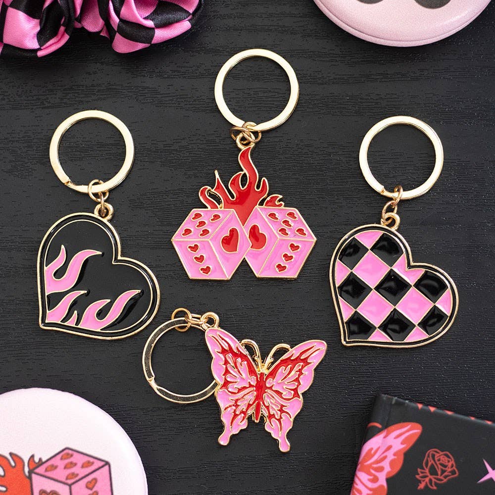 WONDER IMPORTS AUSTRALIA - Checkerboard Heart Alloy and Enamel Keyring