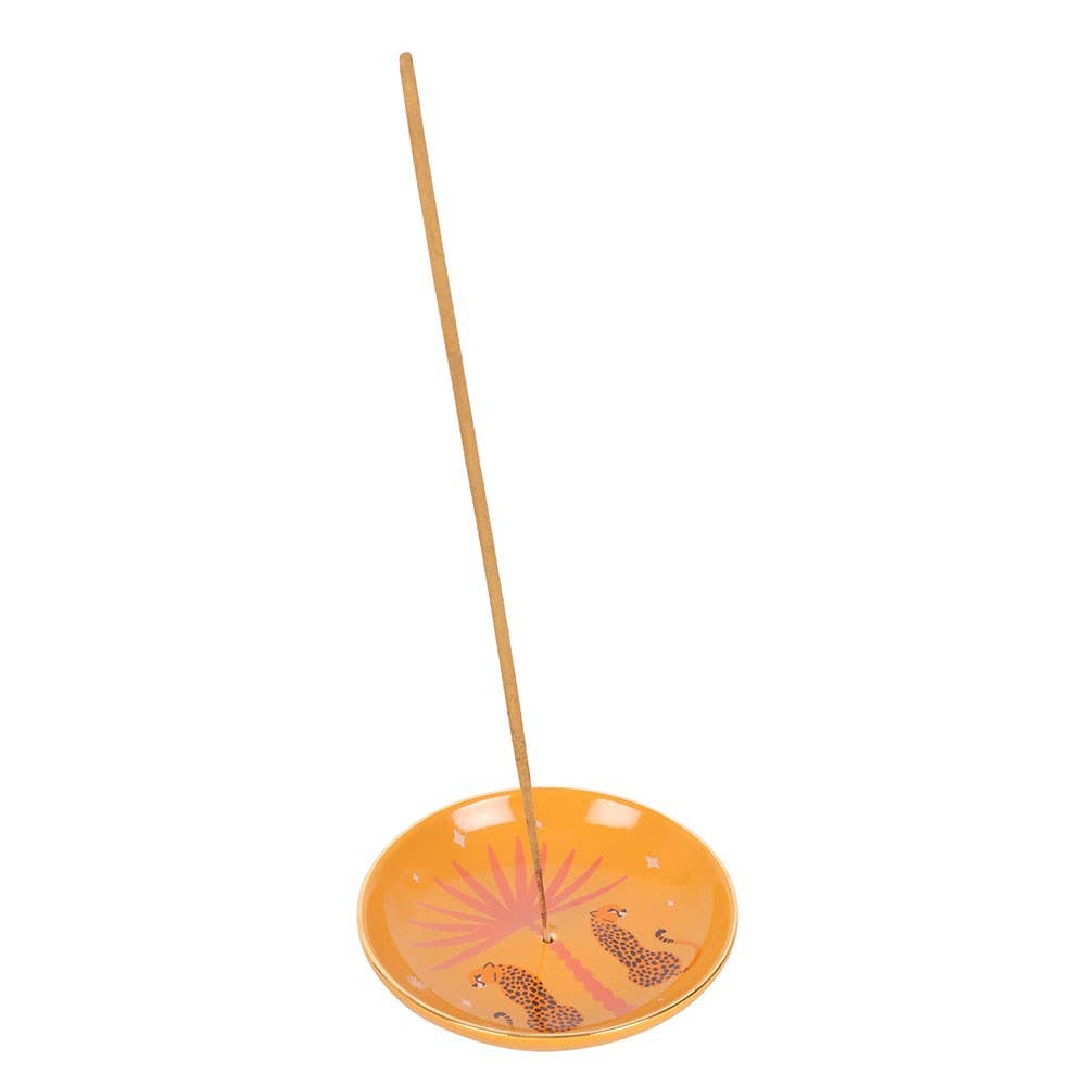 WONDER IMPORTS AUSTRALIA - Leopard Palm Ceramic Incense Holder 9.3cm