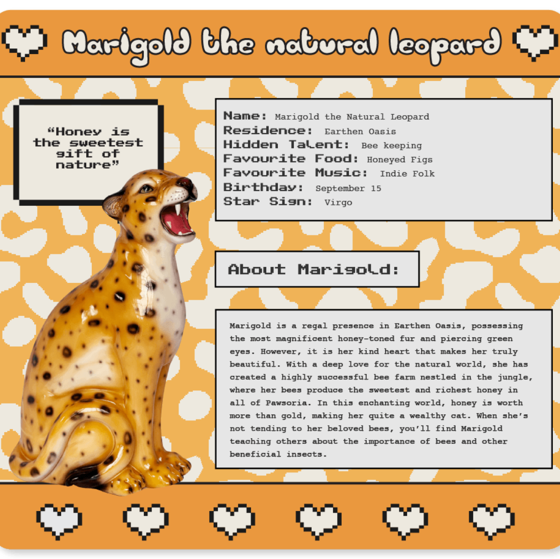 Jungle Cat Club - Marigold the Natural Leopard Statue