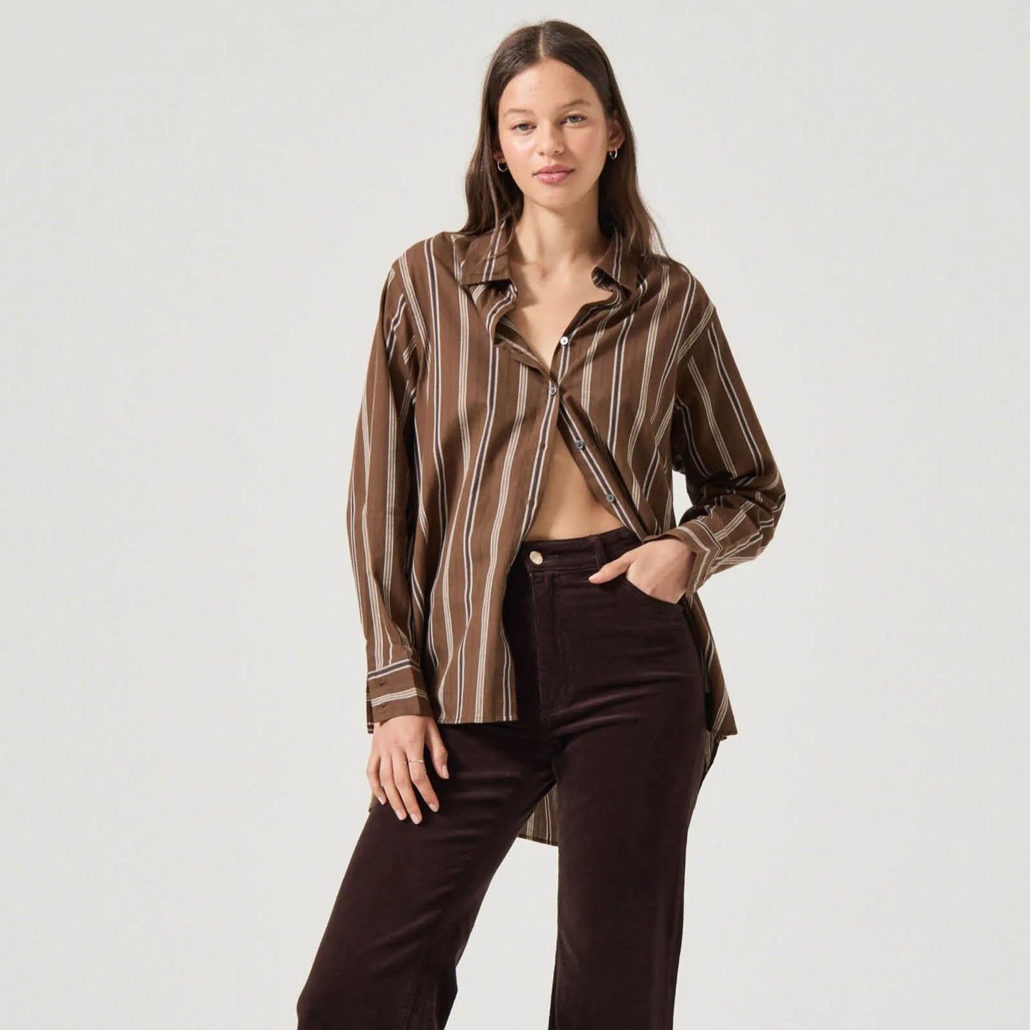 ROLLA'S Brownstone Shirt - Cocoa Stripe