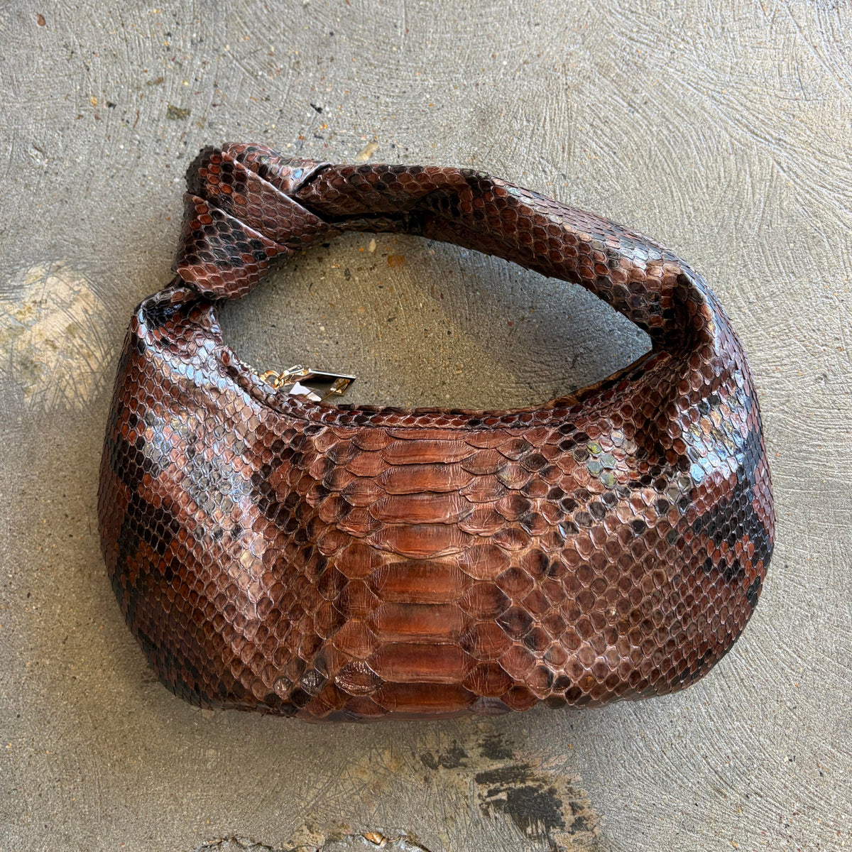 PYTHON KNOT BAG, Chocolate