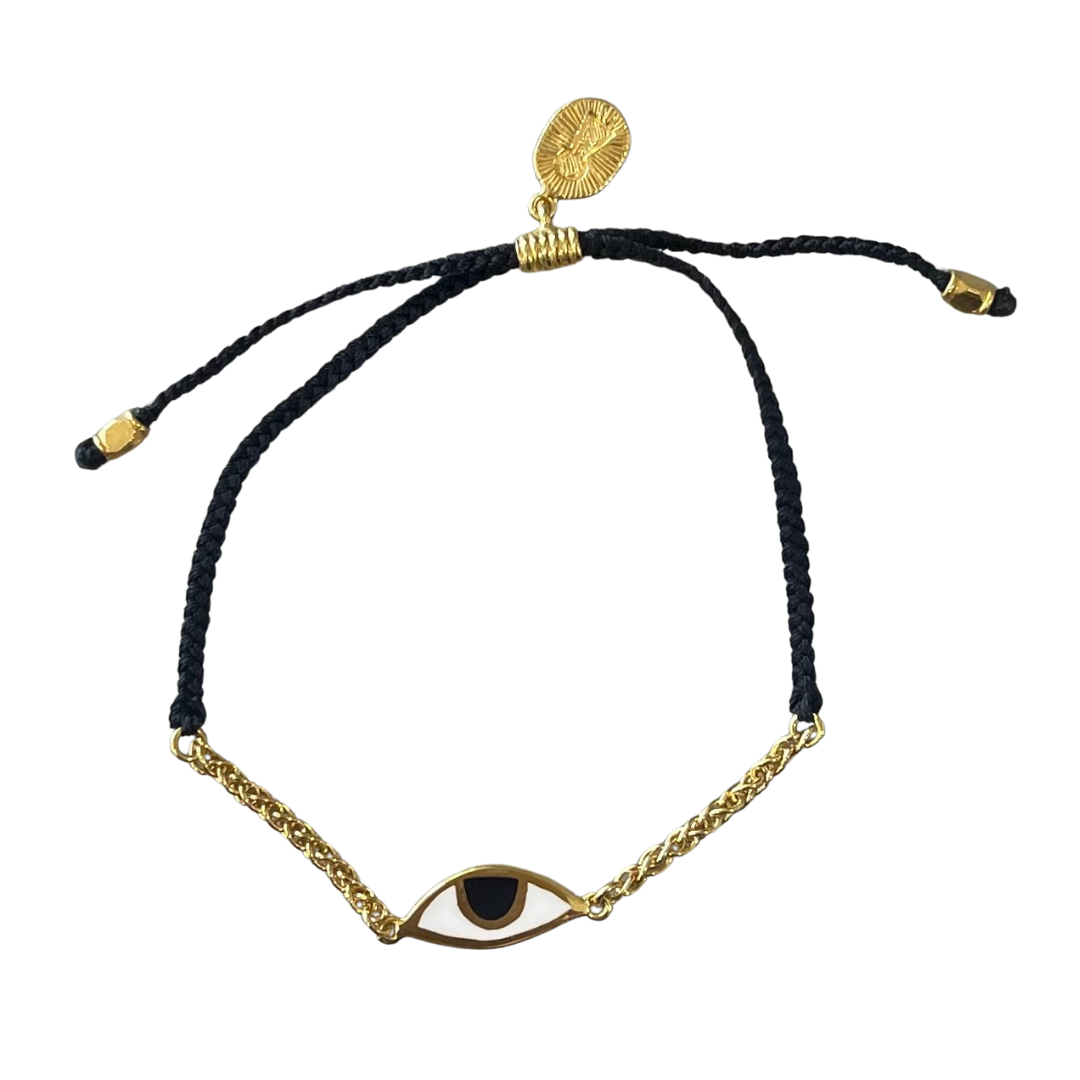 Tiger Frame - Eye Protection Bracelet, Gold Chain & Black Cord