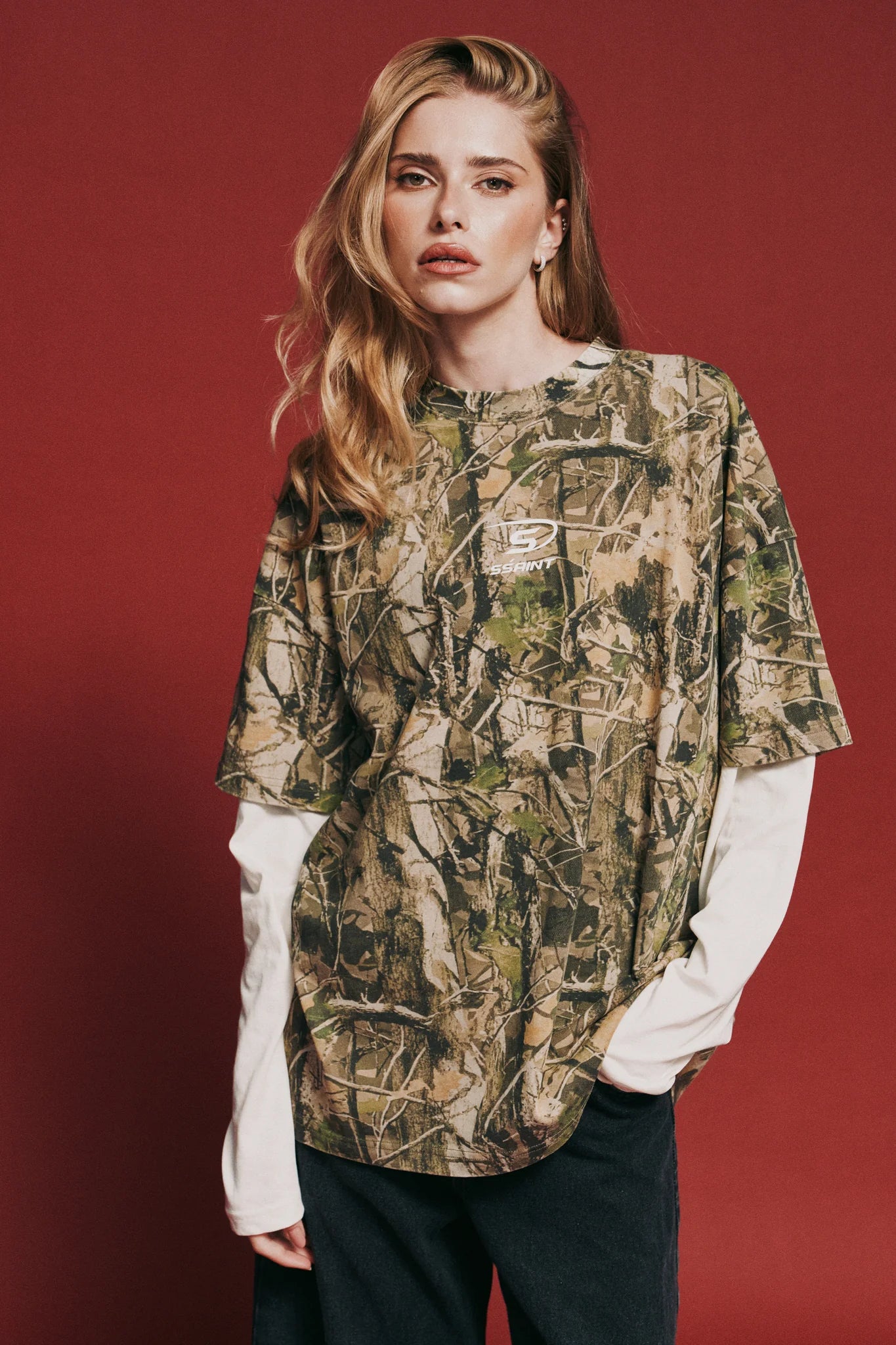 SSAINT - ROUND ONE LAYERED TEE - VINTAGE CAMO