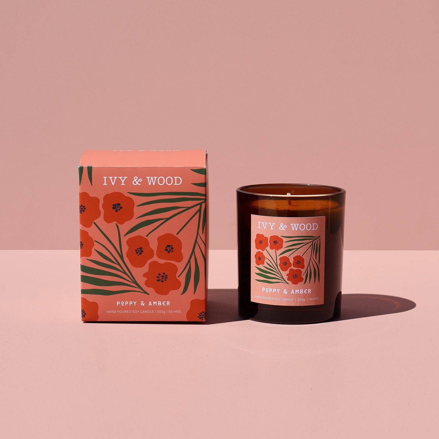 Ivy & Wood - Poppy & Amber Scented Soy Candle