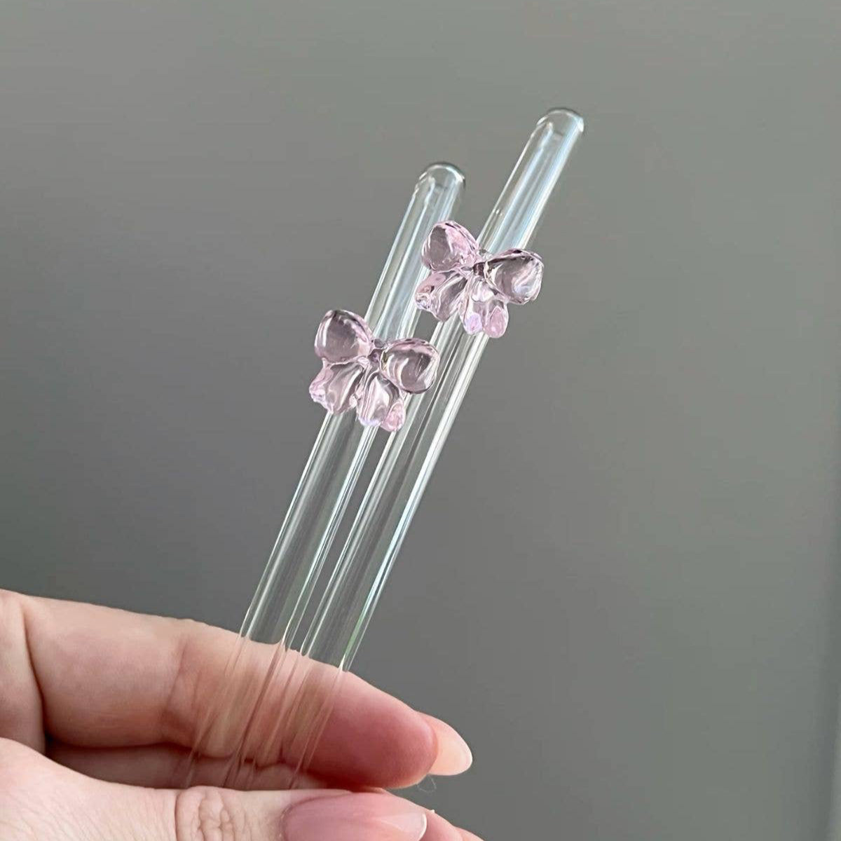 Weavey Studio - Reusable Clear Transparent Glass Bend Drink Straws