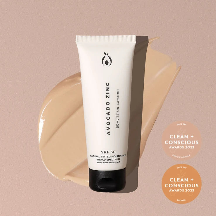 Avocado Zinc SPF 50 Natural Tinted Moisturiser - Light-Medium