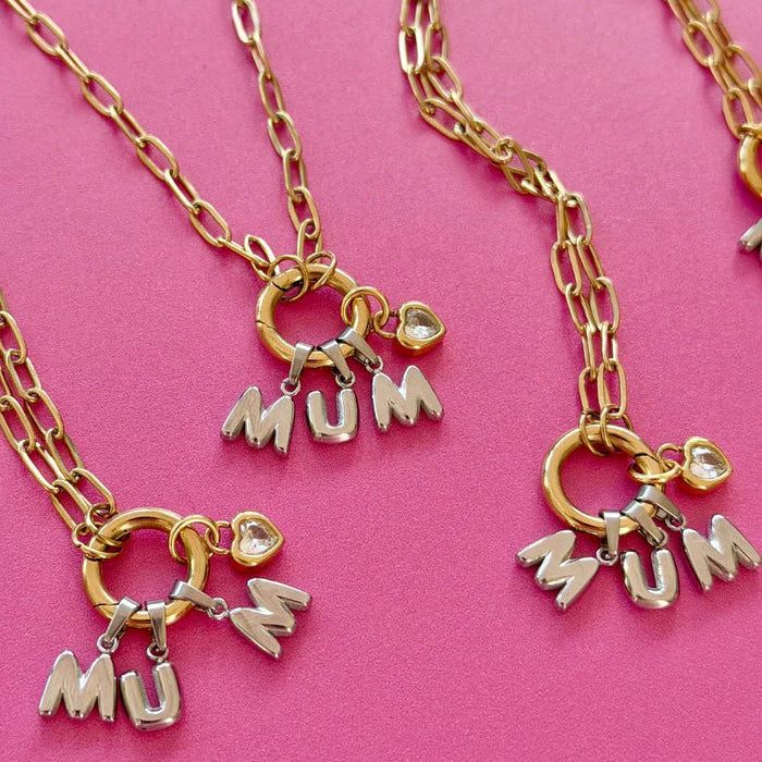 MOSK MELBOURNE - MUM Charm Necklace, paperclip chain