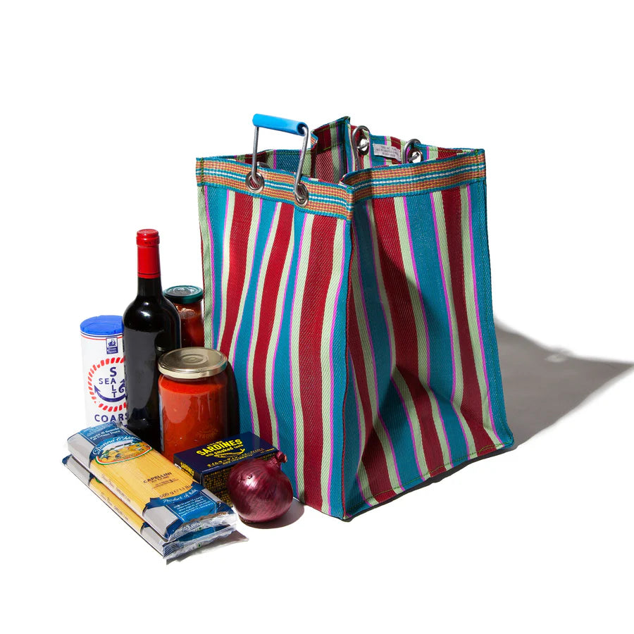 PUEBCO Australia - Plastic Stripe Bag, Red/Blue