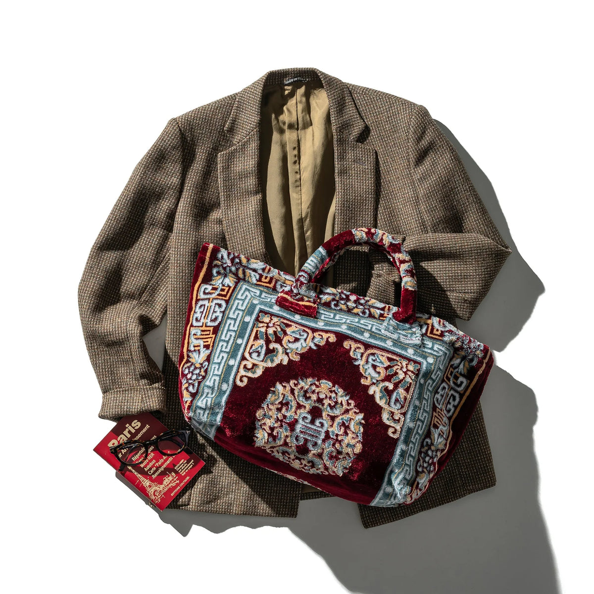 PUEBCO RUG FABRIC BAG - Burgundy