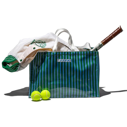 PUEBCO Australia - Covered School Tie Fabric Market Bag, Green/Light Blue