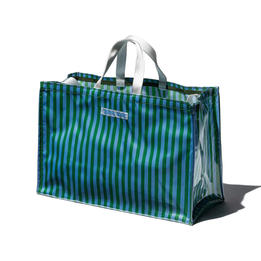 PUEBCO Australia - Covered School Tie Fabric Market Bag, Green/Light Blue