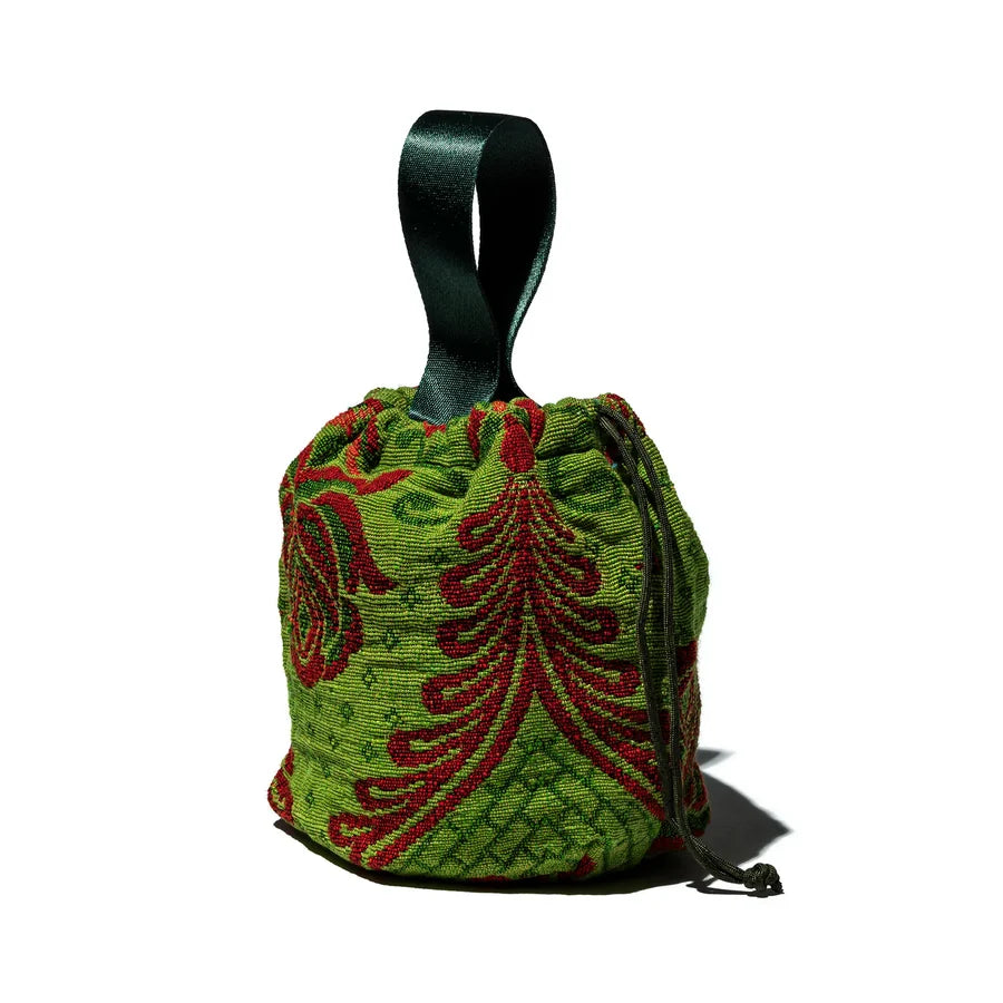 PUEBCO JACQUARD FABRIC DRAWSTRING BAG - Green