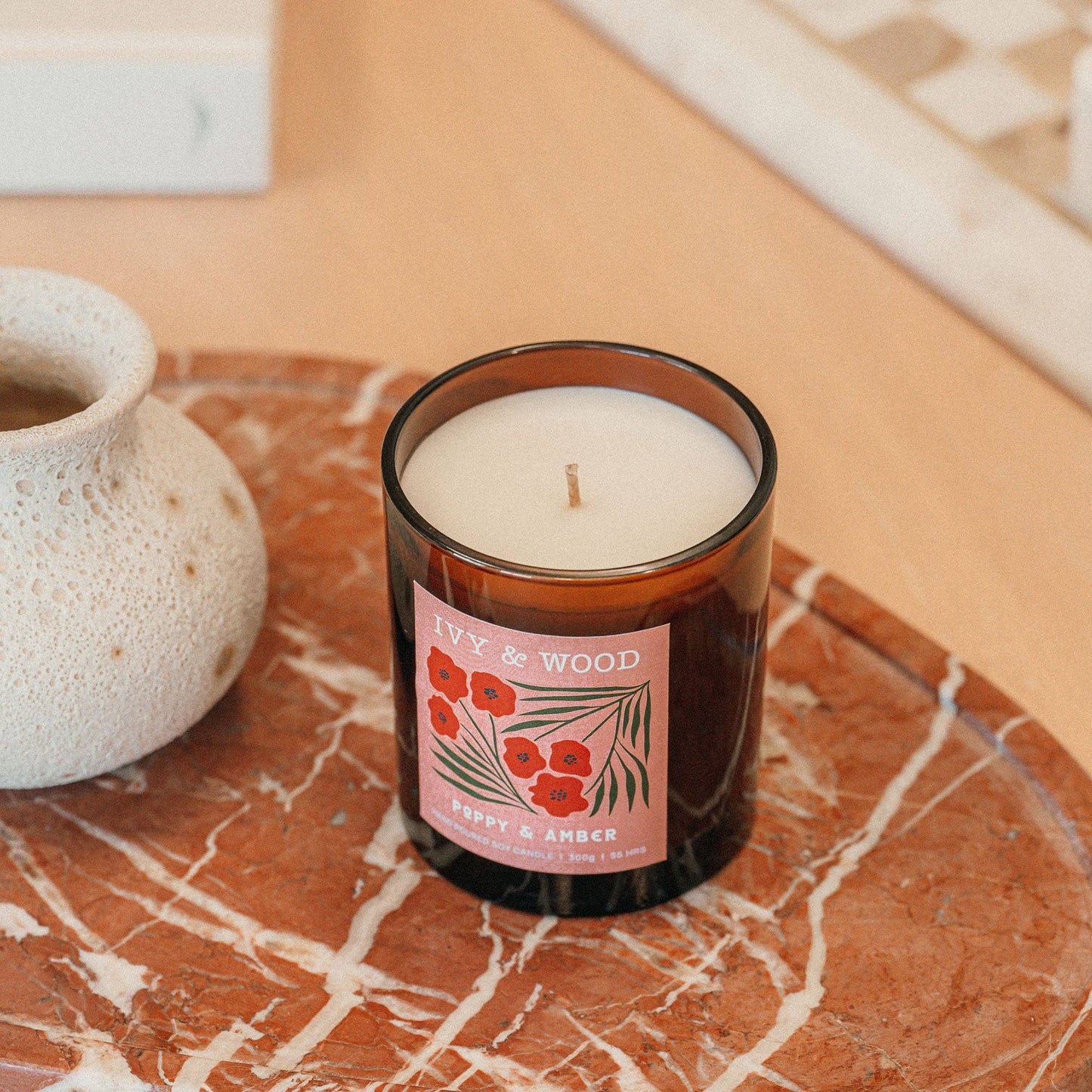 Ivy & Wood - Poppy & Amber Scented Soy Candle