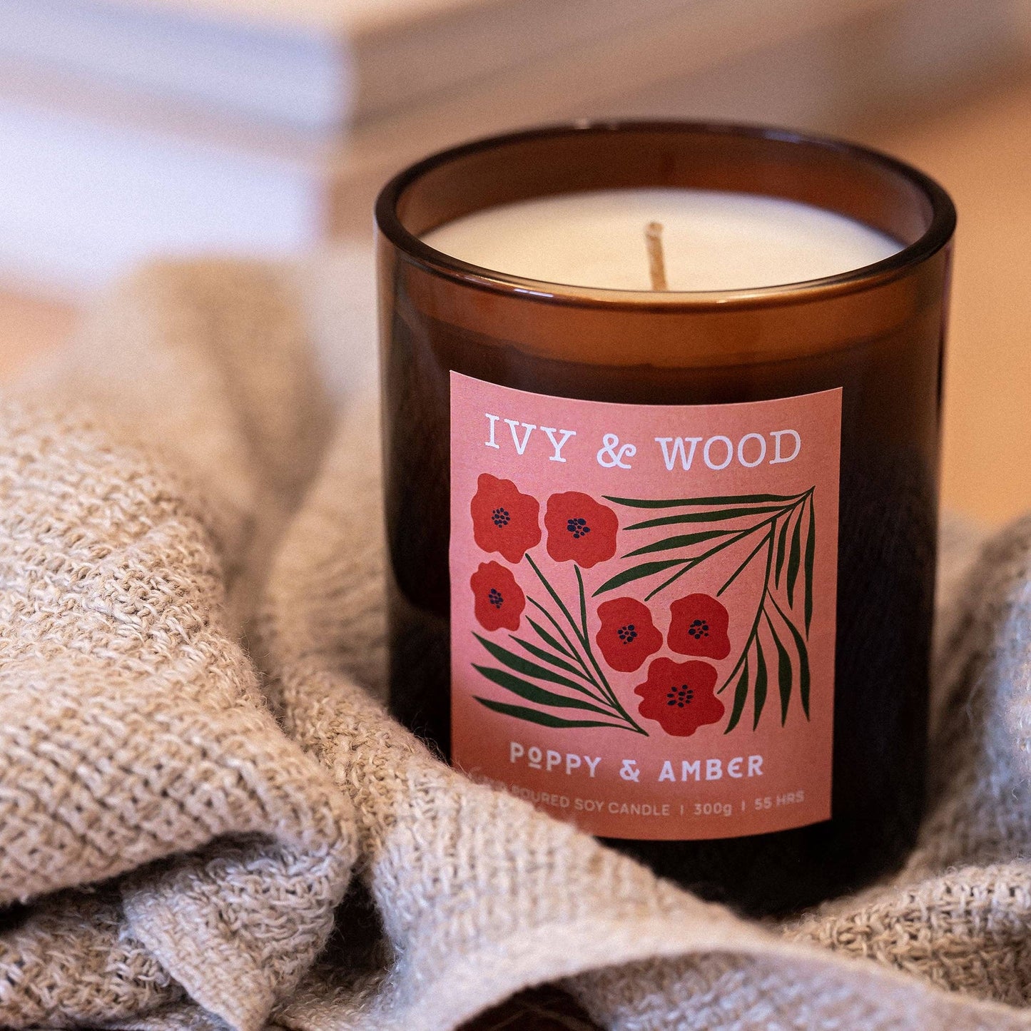 Ivy & Wood - Poppy & Amber Scented Soy Candle