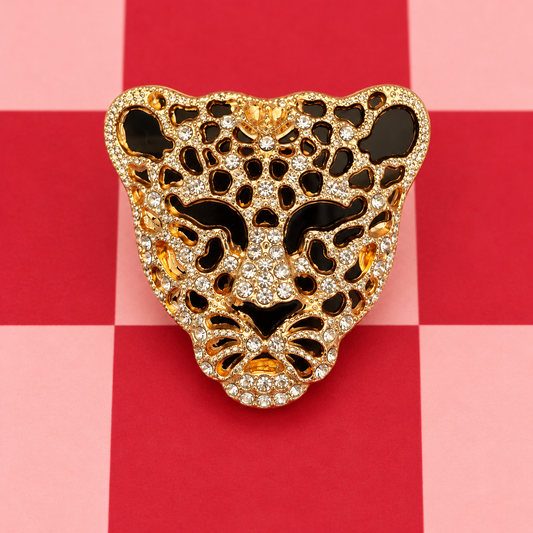 Button Cover - Leopard, Gold