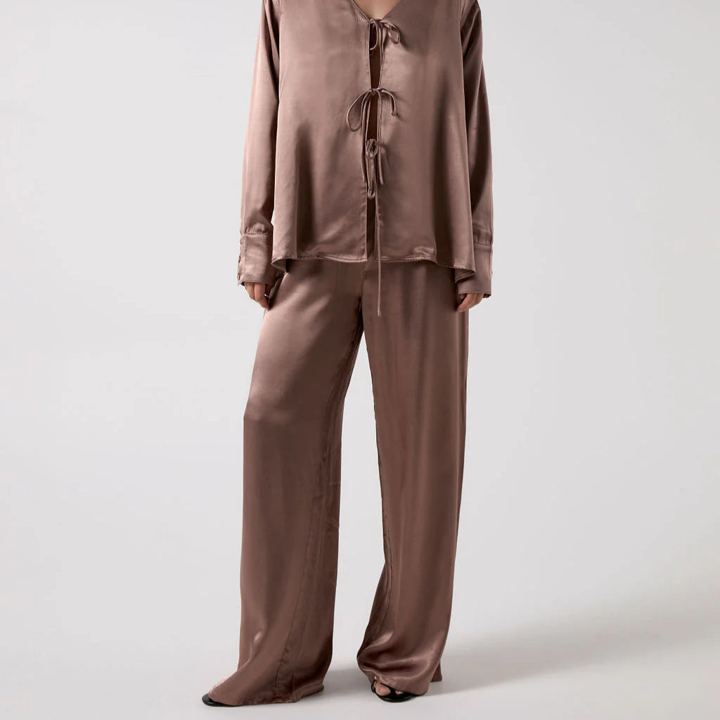 BISK The Label - Brigette Cocoa Satin Pant